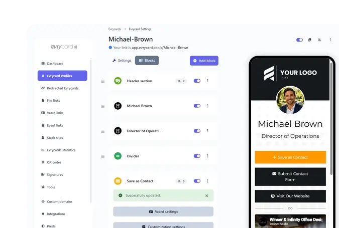 Reassign NFC business card to a new employee
