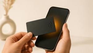 NFC business cards UK — Evrycard NFC business card being tapped on a smartphone