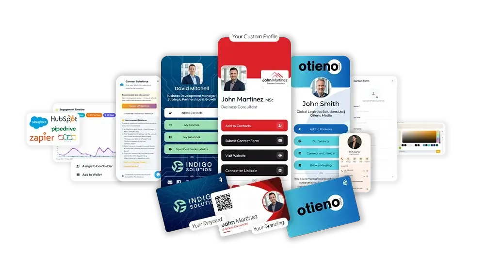 Virtual business cards UK mockup displaying smart interactive digital profile on smartphone